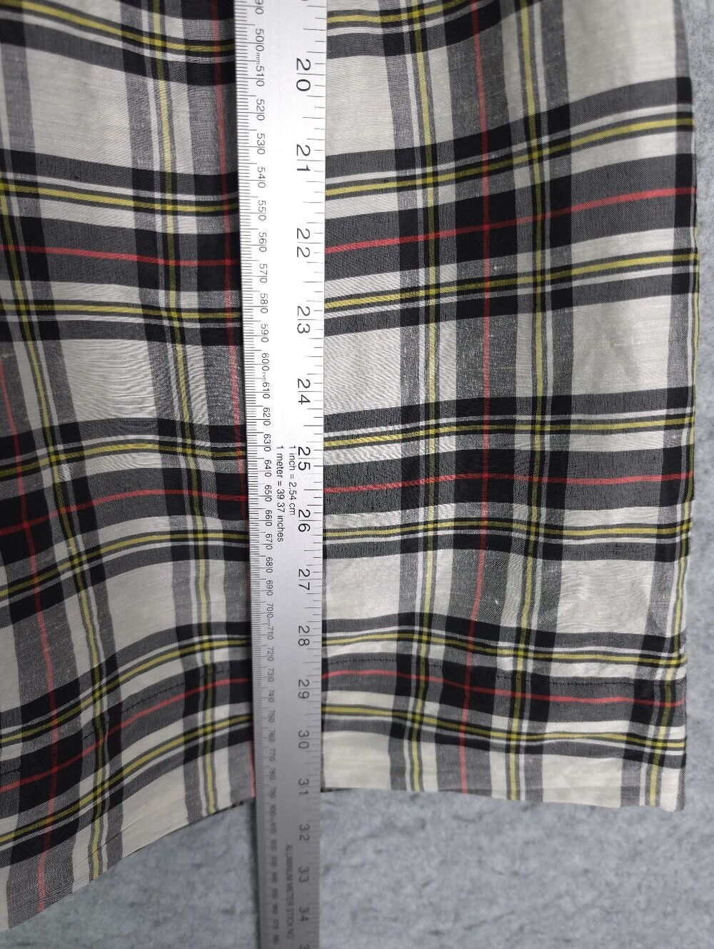 Ganni Silk Ivory Check Babydoll Mini Dress with Black and Red Tartan - Picture 13 of 13